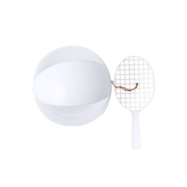 Set ludico racchetta e pallina con valvola di gonfiaggio personalizzabile