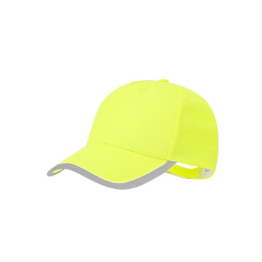 Cappellino sportivo personalizzabile giallo fluorescente con profilo riflettente