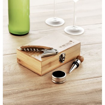 Set da vino personalizzati con logo - SONOMA - Set vino con scatola in bambu