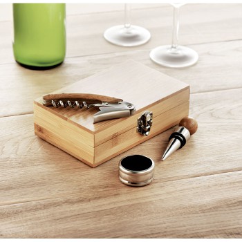 Set da vino personalizzati con logo - SONOMA - Set vino con scatola in bambu