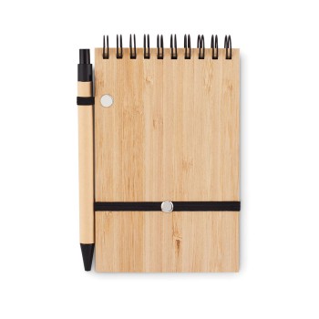Block notes ecologici personalizzati con logo - SONORABAM - Set quaderno A6 in bamboo