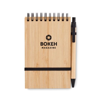 Block notes ecologici personalizzati con logo - SONORABAM - Set quaderno A6 in bamboo