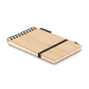 Block notes ecologici personalizzati con logo - SONORABAM - Set quaderno A6 in bamboo