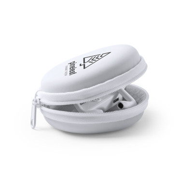 Cuffie in-ear Bluetooth personalizzabili colore bianco con custodia zip