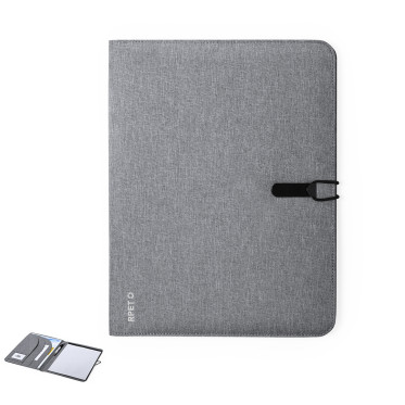 Cartella A4 personalizzabile RPET 600D melange con taccuino rimovibile