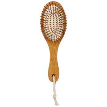 Gadget per persona wellness personalizzati con logo - Spazzola per capelli massaggiante Cyril in bambù