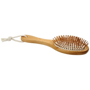 Gadget per persona wellness personalizzati con logo - Spazzola per capelli massaggiante Cyril in bambù