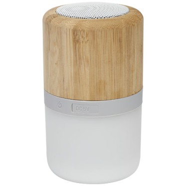 Gadget tecnologico personalizzato con logo - Speaker Bluetooth® in bambù Aurea con luce 