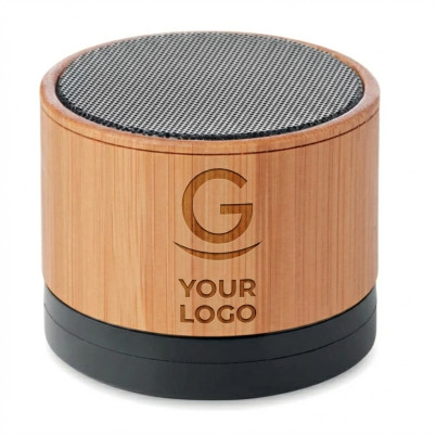 Speaker bluetooth wireless personalizzabile con luce LED e bamboo naturale