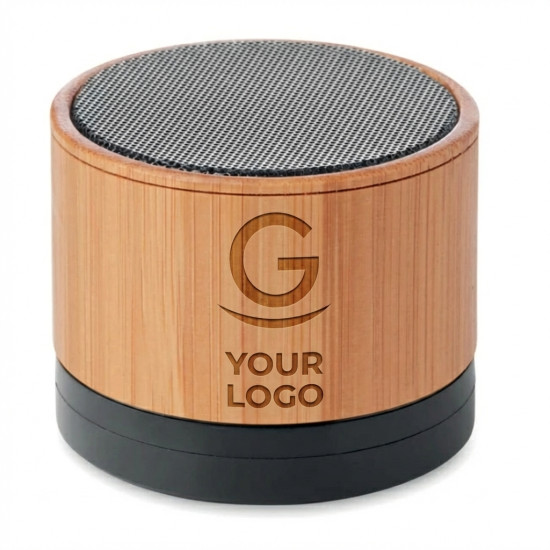 Speaker bluetooth wireless personalizzabile con luce LED e bamboo naturale