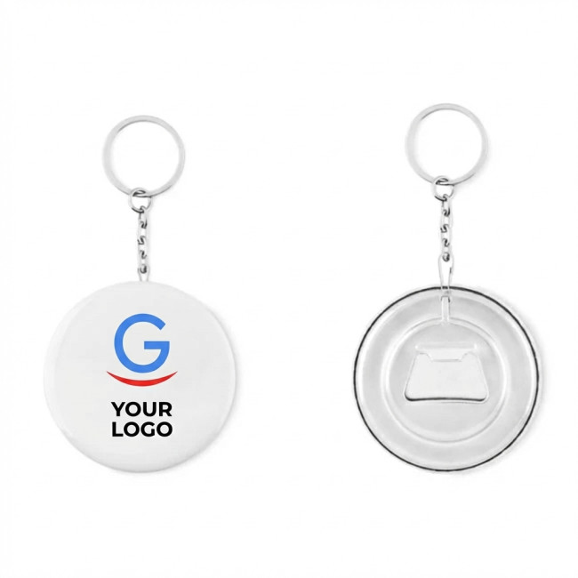 Spille personalizzate con logo - Spilla a bottone personalizzabile con apribottiglie integrato 5,8 cm