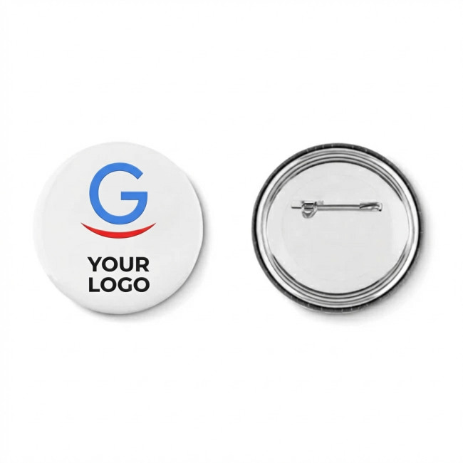 Spille personalizzate con logo - Spilla personalizzabile con diametro 5,8 cm per eventi e campagne