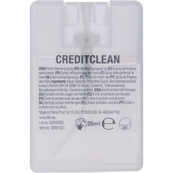 Gadget Personalizzati per il Settore Sanitario - Spray per le mani Creditclean | 20 ml | Senza etanolo