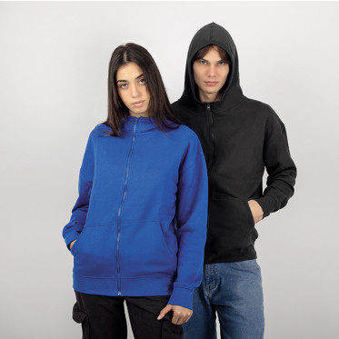 Felpa con zip lunga personalizzabile cotone 60% poliestere 40%