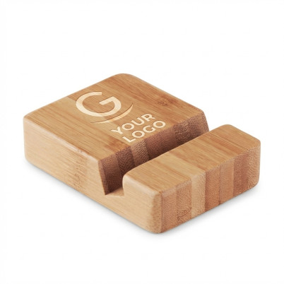 Stand smartphone personalizzabile in bamboo naturale con supporto antiscivolo