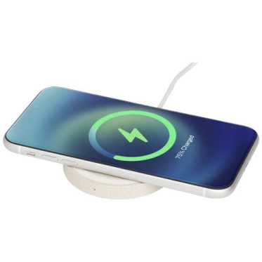 Gadget per smartphone personalizzato con logo - Stazione di ricarica Naka da 5 W realizzata con paglia di grano