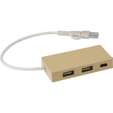 Gadget ecologico ecosostenibile personalizzato - regalo aziendale - Stazione Hub con quattro porte USB  in alluminio e carta riciclata Paulo