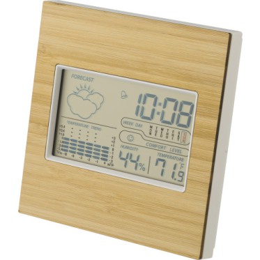 Giubbotto personalizzato con logo - Stazione meteorologica in bamboo, ABS e vetro Lia
