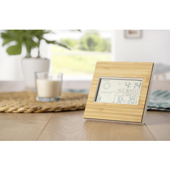 Stazione meteorologica in bamboo, ABS e vetro Lia