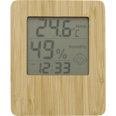 Stazione meteorologica personalizzabile Impression in bamboo con supporto pieghevole