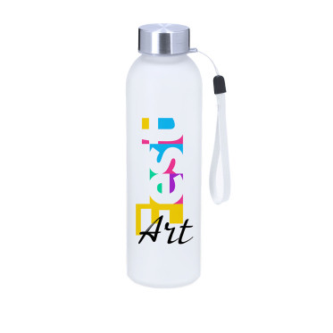 Bottiglia personalizzabile in vetro satinato 500 ml con tappo acciaio inox