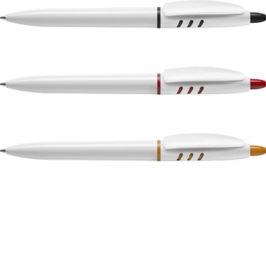 Penna personalizzata con logo  - Stilolinea, Penna a sfera in plastica, fusto bianco