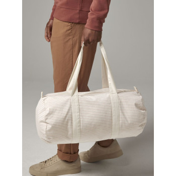 Borse da viaggio personalizzate con logo - Striped Organic Cotton Barrel Bag