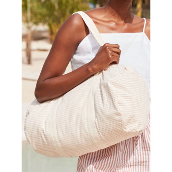 Borse da viaggio personalizzate con logo - Striped Organic Cotton Barrel Bag