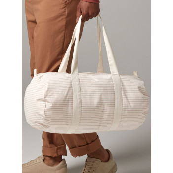 Borse da viaggio personalizzate con logo - Striped Organic Cotton Barrel Bag