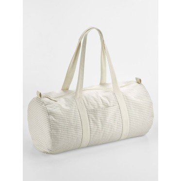 Borsa personalizzata con logo - Striped Organic Cotton Barrel Bag