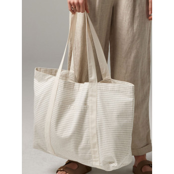 Shopper in cotone personalizzata con logo - Striped Organic Cotton Shopper