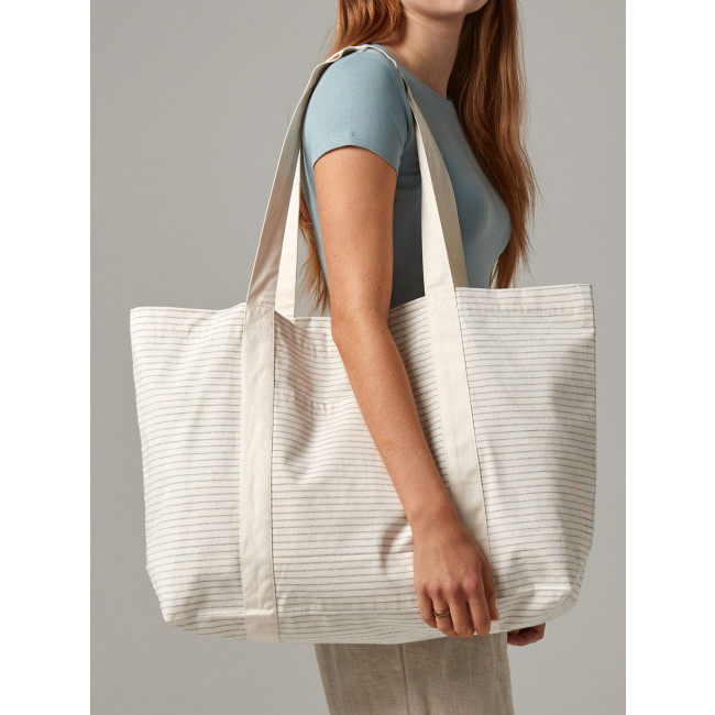 Shopper in cotone personalizzata con logo - Striped Organic Cotton Shopper