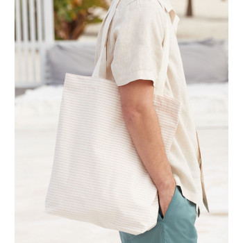 Shopper in cotone personalizzata con logo - Striped Organic Cotton Tote