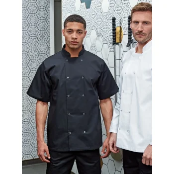 Studded Front Shorts Sleeve Chef's Jacket