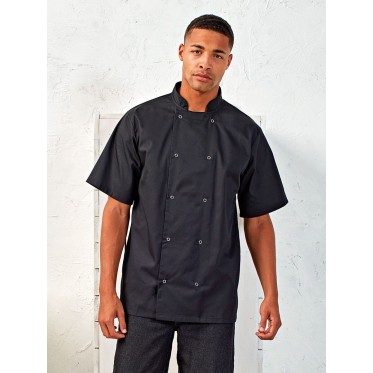 Abbigliamento ristorazione personalizzato con logo - Studded Front Shorts Sleeve Chef's Jacket