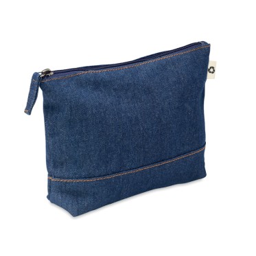 Trousse personalizzabile cotone riciclato effetto denim con cerniera resistente