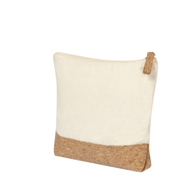 Borsa cosmetica personalizzabile sughero naturale e cotone grezzo