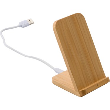 Gadget ecologico ecosostenibile personalizzato - regalo aziendale - Supporto per smartphone in bamboo ricaricabile Claudie