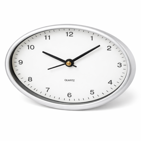 Sveglia personalizzabile ovale color silver in alluminio robusto