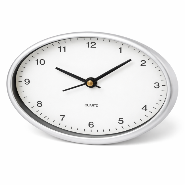 Sveglia personalizzabile ovale color silver in alluminio robusto