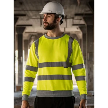 Felpa felpata alta visibilità Korntex con fasce riflettenti slim fit