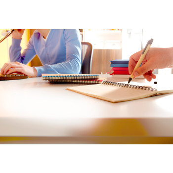 Block notes ecologici personalizzati con logo - Taccuino in carta riciclata, con penna a sfera Stella