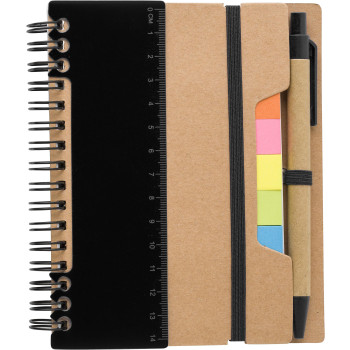 Taccuino in carta riciclata, memo stick adesivi, penna a sfera Angela