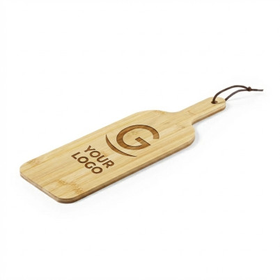 Tagliere personalizzabile in bambù con manico ergonomico e cordicella in pelle