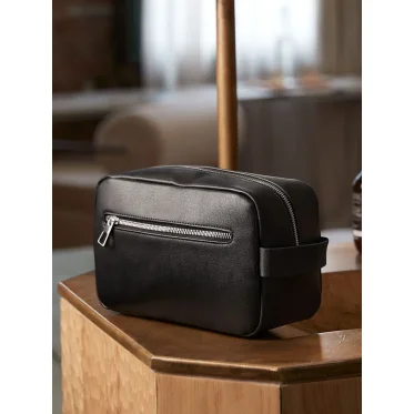 Borsello personalizzabile Quadra in poliestere riciclato con doppia zip