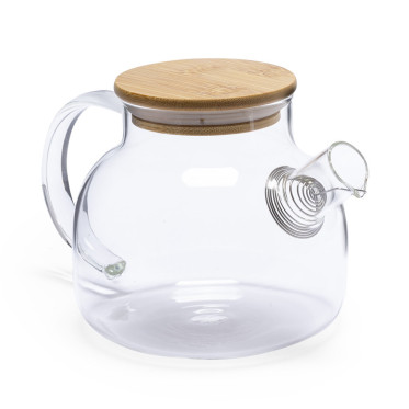Teiera 1 litro in vetro borosilicato con coperchio bambù integrato