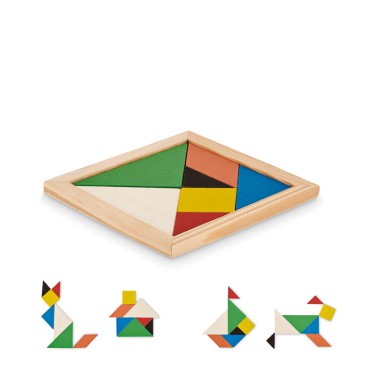 Tangram personalizzabile set 7 pezzi legno colorato resistente