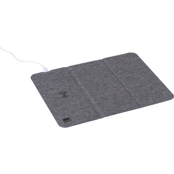 Tappetini mouse personalizzati con logo - Tappetino per mouse rPET con caricatore rapido wireless Selene