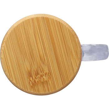 gadget ecologici con logo - Tazza Ashley | Vetro riciclato | Coperchio bambù | 300 ml