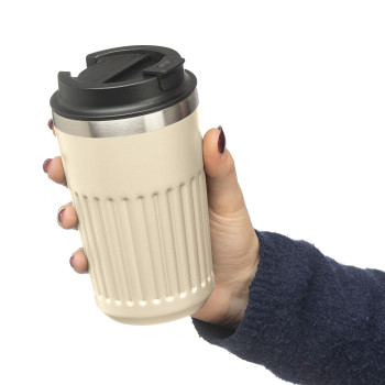 gadget ecologici con logo - Tazza da viaggio in acciaio inossidabile riciclato Chiara 400 ml